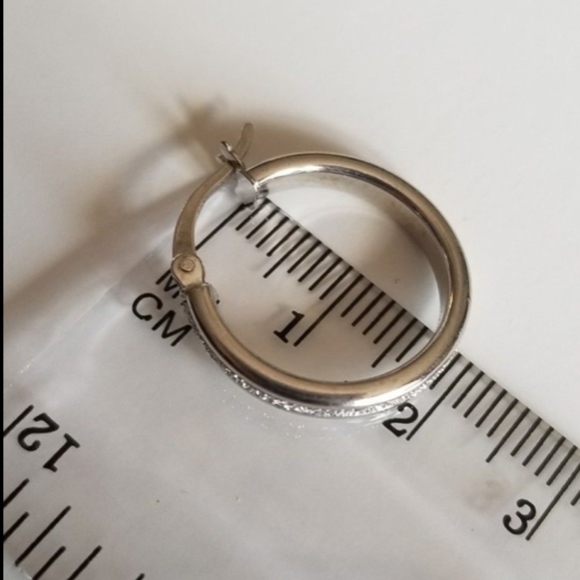 Sterling Silver Glitter Hoop Earrings 20mm Valentines day - Picture 4 of 6